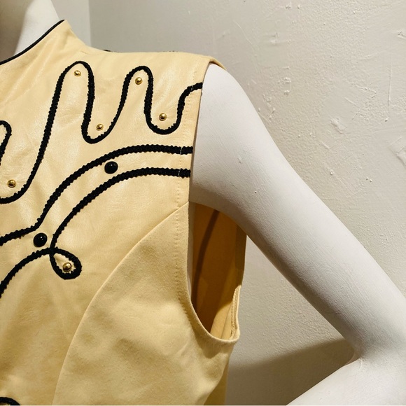 RANCH DIP Vintage 90s Pale Yellow Rodeo Style Zip-up Vest sz M/L - Picture 3 of 8